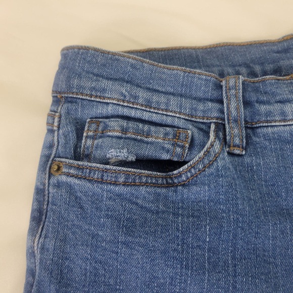 Studio Womens Jeans 2 Petite‎ High Rise Slim Straight Leg Distressed Blue Denim - Picture 12 of 16